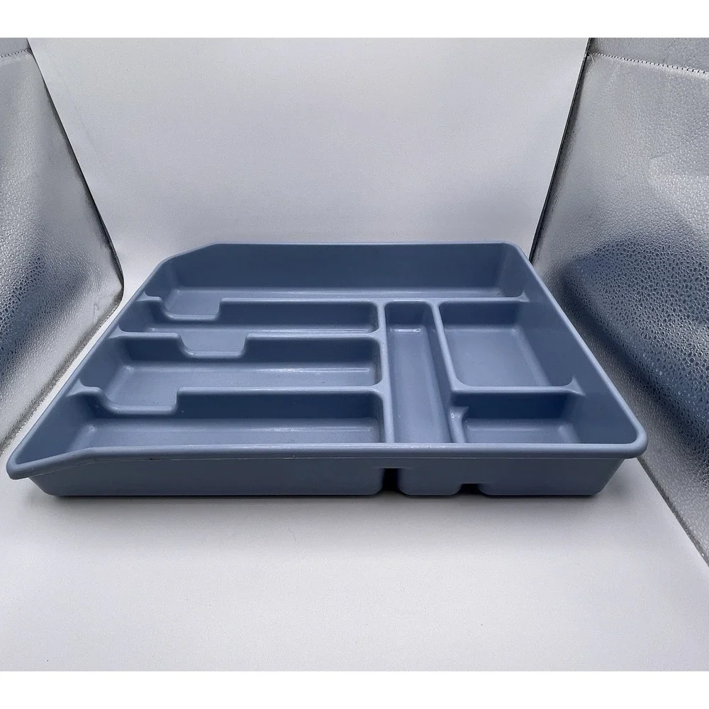 Vtg Rubbermaid Silverware Utensil Tray Drawer‎ 7 Compartment Organizer 0521 Blue